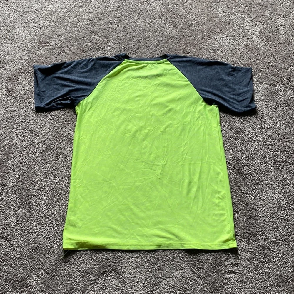 Champion Neon Yellow & Gray Raglan Athletic Top SIZE 18/20 Youth